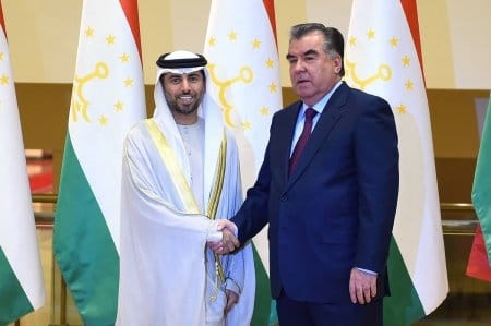 Президент Таджикистана Эмомали Рахмон встретился с министром энергетики ОАЭ Сухайл Аль Мазруи.