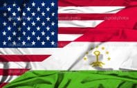 Waving flag of Tajikistan and USA