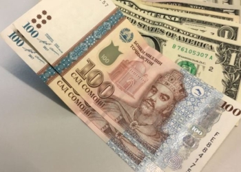 Официальный курс Сомони к Доллару снизился на два пункта