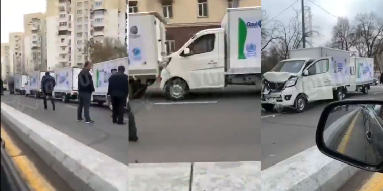 В Ташкенте в ДТП попали грузовики, предназначенные для перевозки вакцины от коронавируса