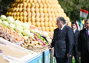 Эмомали Рахмон посетил дехканские хозяйства и выставку сельскохозпродукции в Файзабадском районе