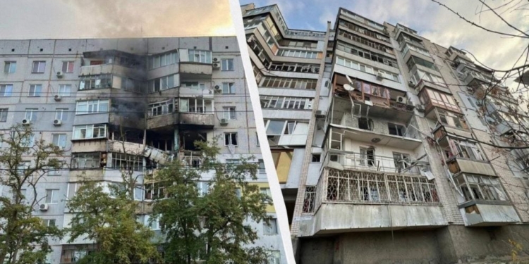 Российские войска нанесли массированный удар по Херсону: три человека погибли, 14 ранены