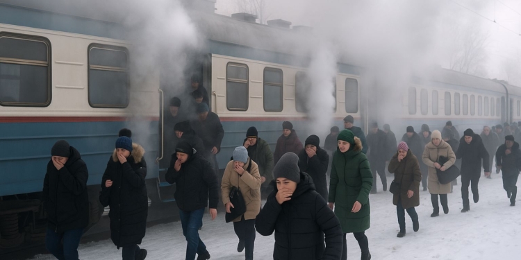 В Алматы 52 человека отравились газом во время съемок фильма в поезде