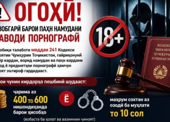 В Душанбе предупредили об уголовной ответственности за распространение порнографии