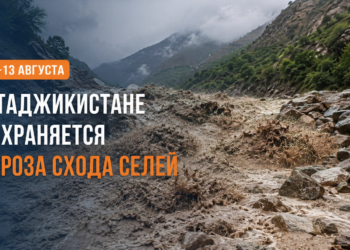 В Таджикистане 11–13 августа сохраняется угроза схода селей