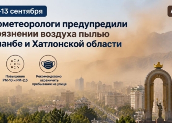 Гидрометеорологи предупредили о загрязнении воздуха пылью в Душанбе и Хатлонской области 11–13 сентября
